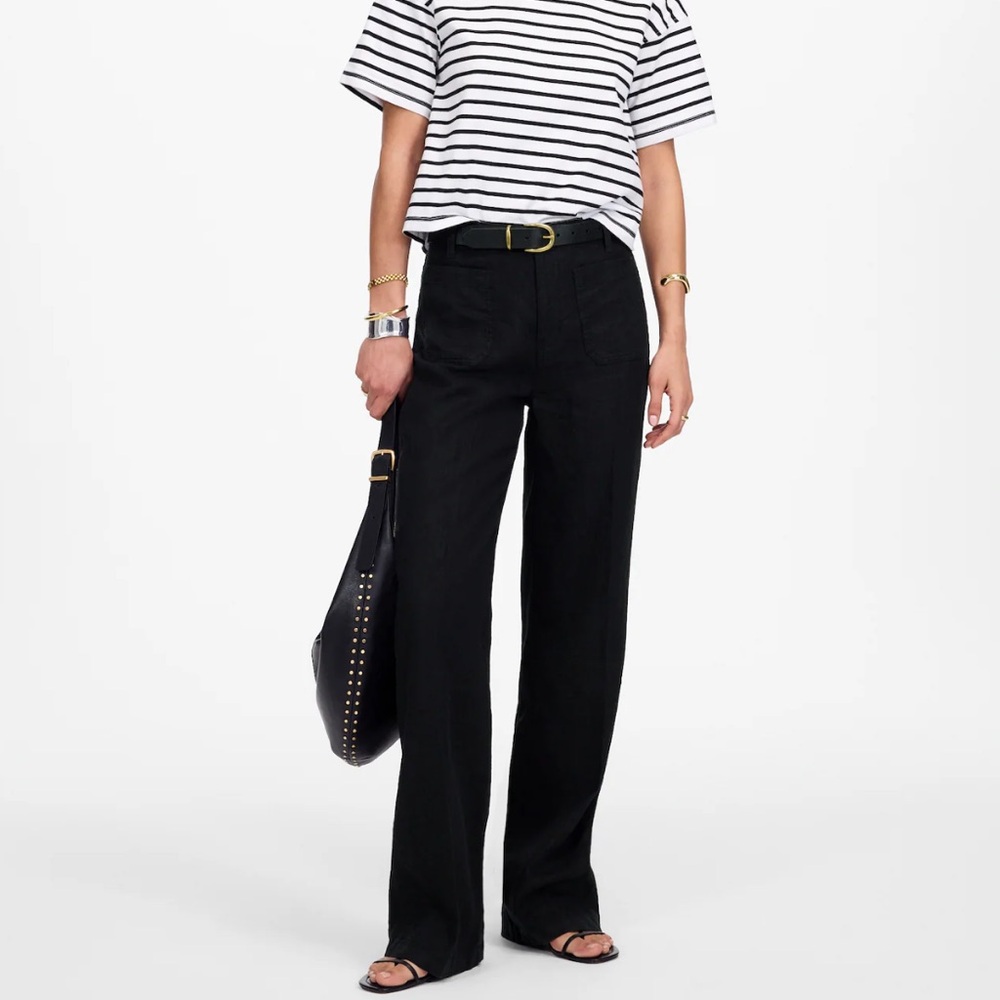 Madewell Patch Pocket Flare Pant in 100% Linen